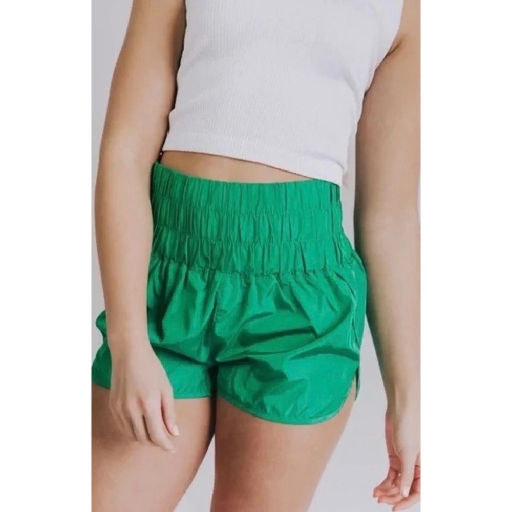 FP Movement The Way Home Shorts Women Small Green Smocked High Rise Running